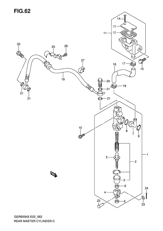 Rear master cylinder              

                  Gsr600k6/uk6/k7/uk7/k8/uk8/k9/uk9/l0/ul0