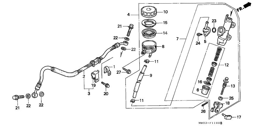 Rear brake master cylinder