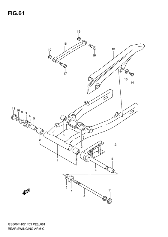 Rear swinging arm