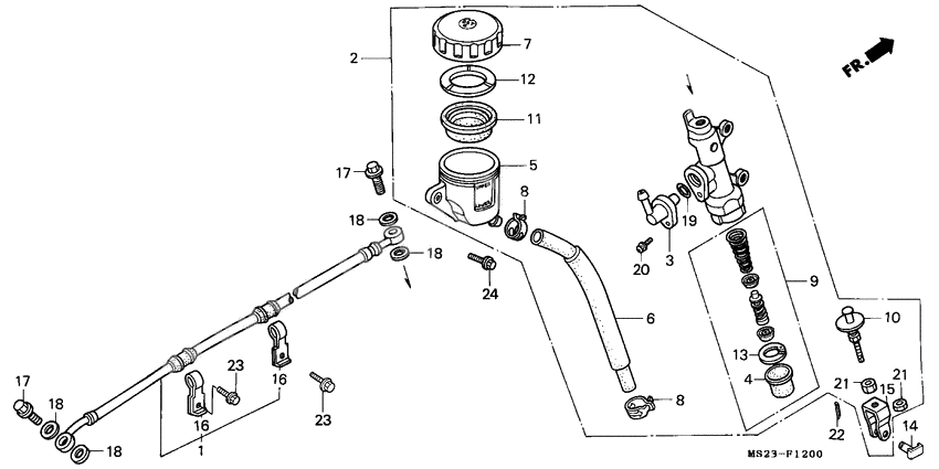 Rr. brake master cylinder