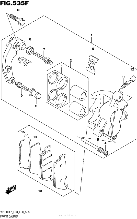 Передний тормозной суппорт (Vl1500Tl7 E28)