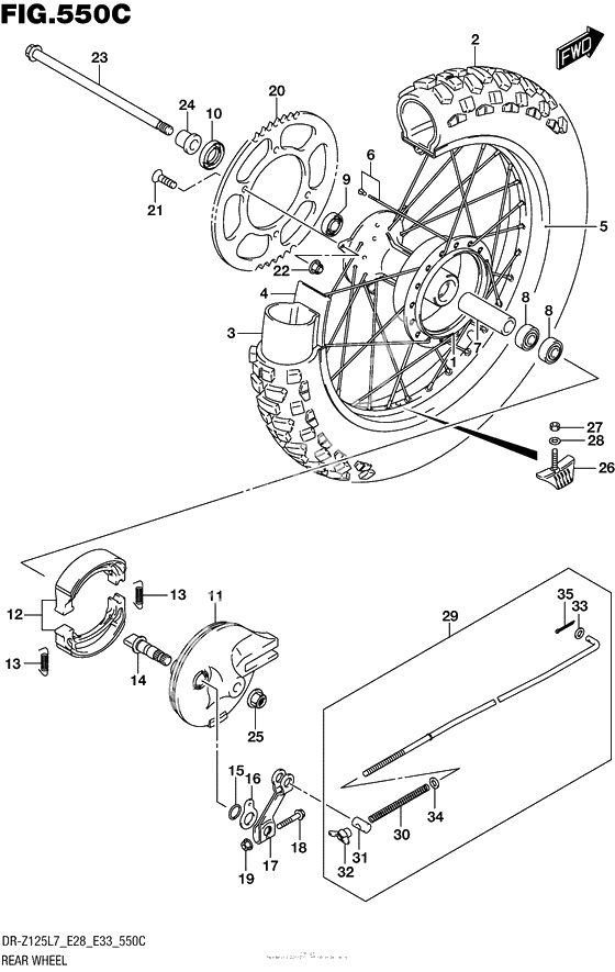 Заднее колесо (Dr-Z125L E33)