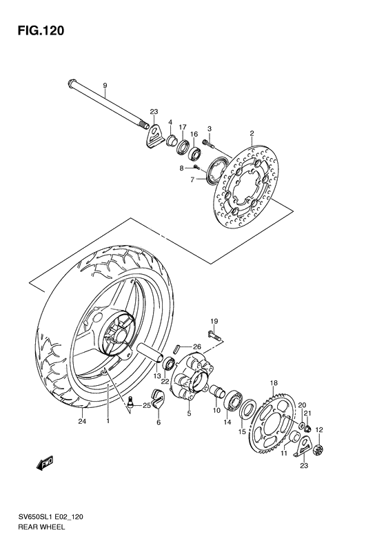 Rear wheel complete assy              

                  Sv650sal1 e24