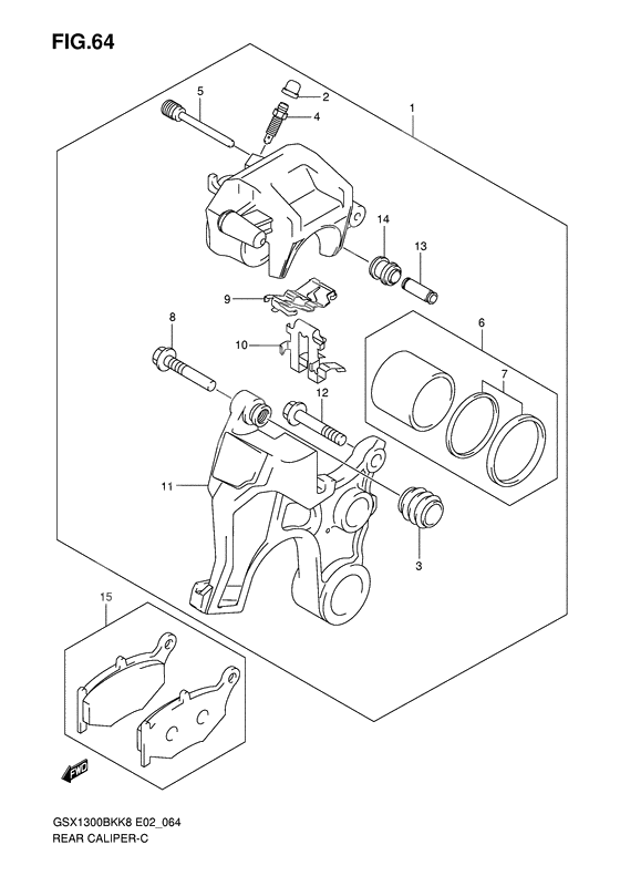 Rear caliper              

                  Gsx1300bkk8/u2k8/k9/ufk9/l0/ufl0