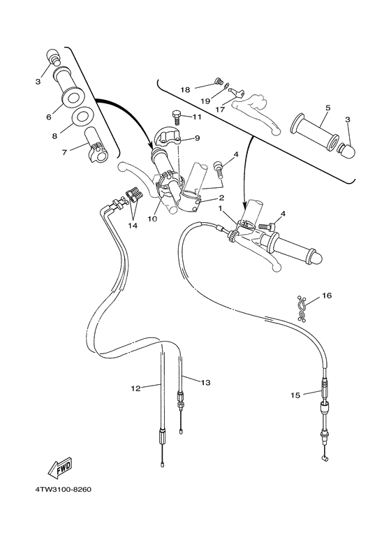 Steering handle. cable