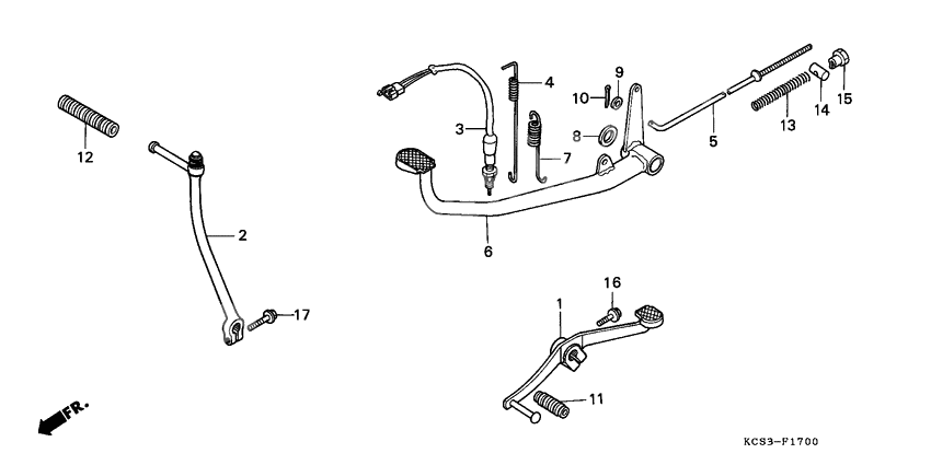 Pedal/kick starter arm