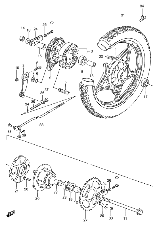 Rear wheel complete assy              

                  Gs125esx/esy