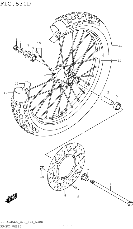 Переднее колесо (Dr-Z125Ll5 E33)