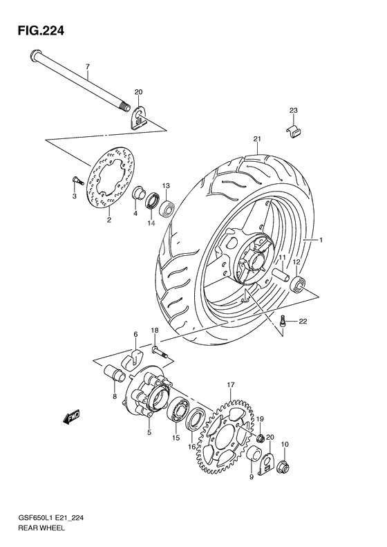 Rear wheel complete assy              

                  Gsf650ul1 e21