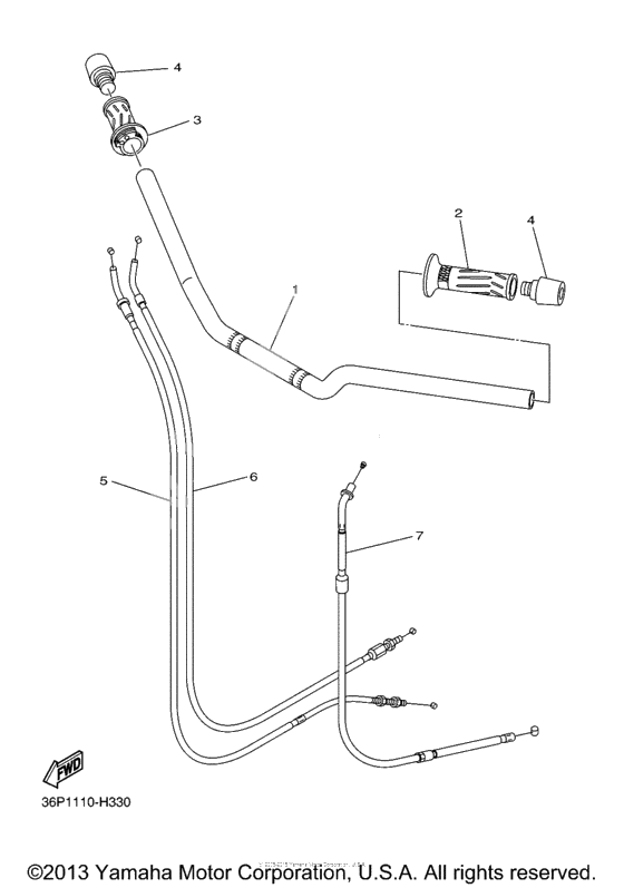 Steering handle cable