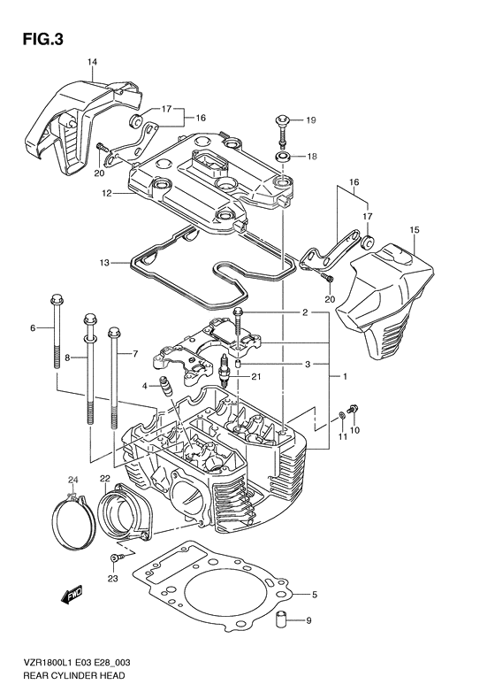 Rear cylinder head