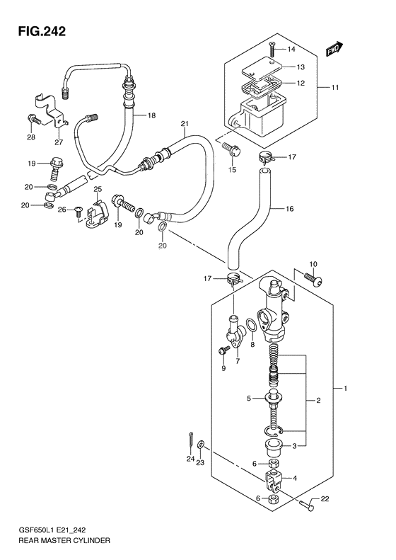 Rear master cylinder              

                  Gsf650ual1 e21