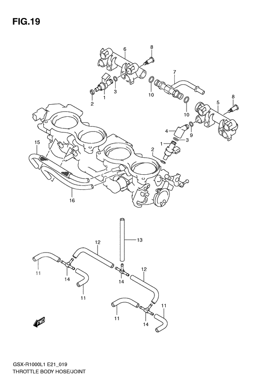 Throttle body hose/joint              

                  Gsx-r1000l1 e24