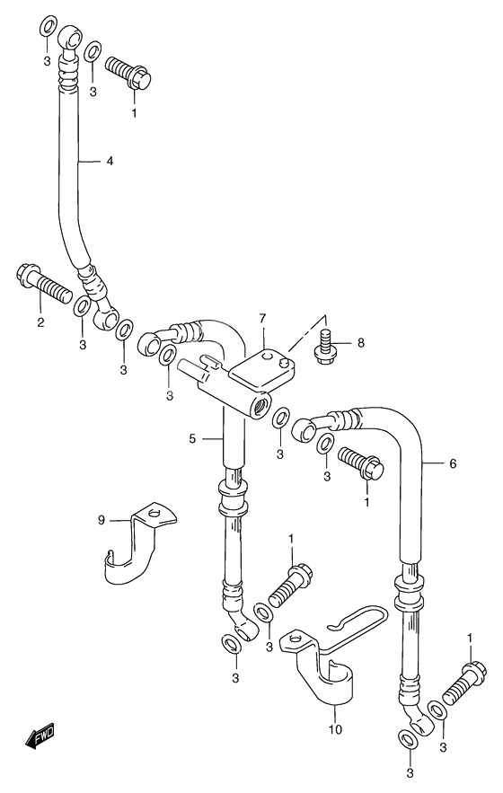 Front brake hose              

                  Gsf1200t/v/w/x/y/st/sv/sw/sx/sy