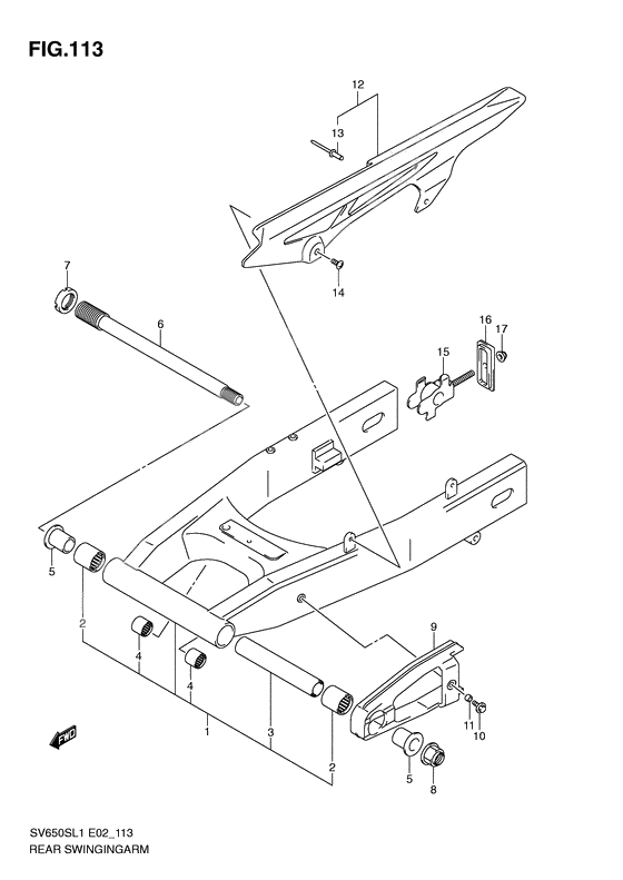 Rear swinging arm              

                  Sv650sul1 e24