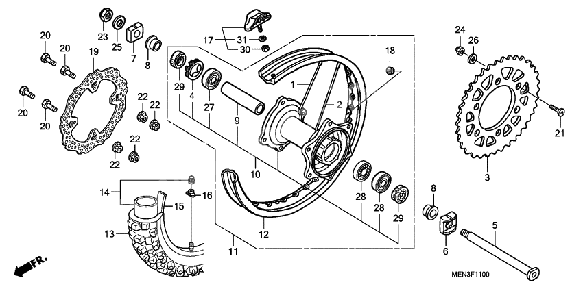 Rear wheel complete assy