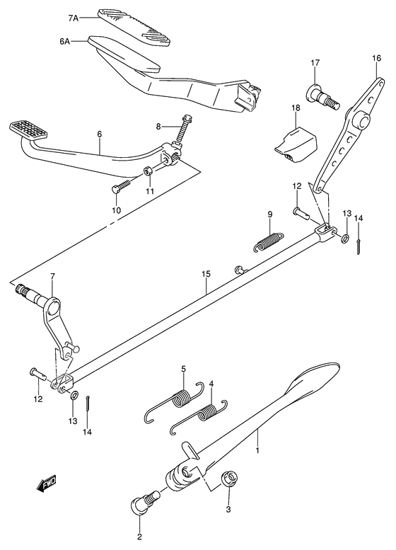 Stand - rear brake