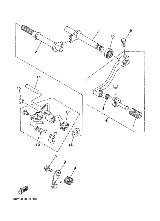 Axe de select. pedale