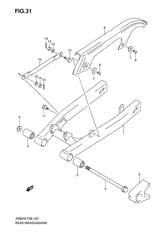 Rear swinging arm