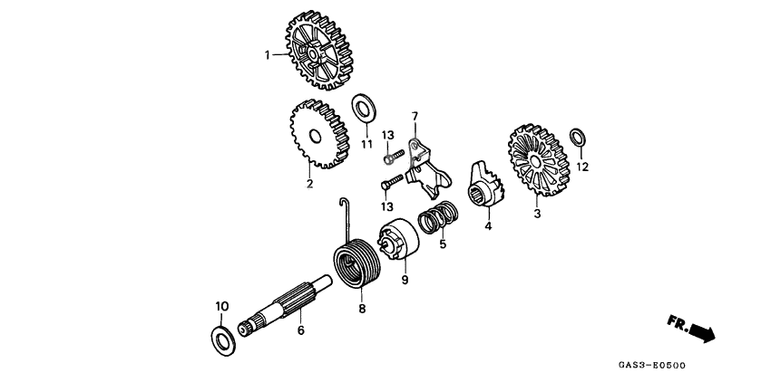 Kick starter spindle