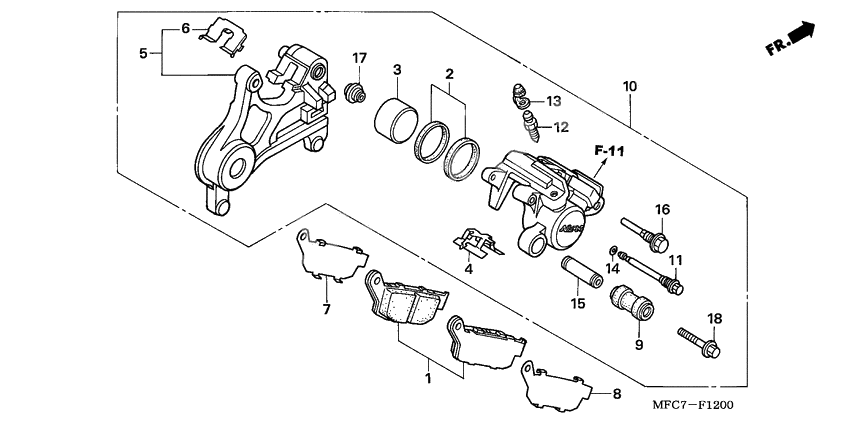 Rear brake caliper