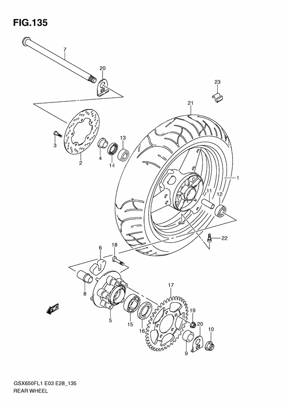 Rear wheel complete assy              

                  Gsx650fl1 e3