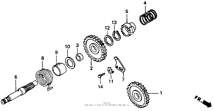 Kick starter spindle