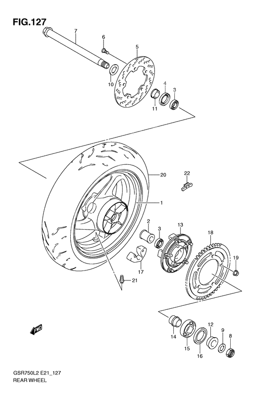 Rear wheel complete assy              

                  Gsr750l2 e24