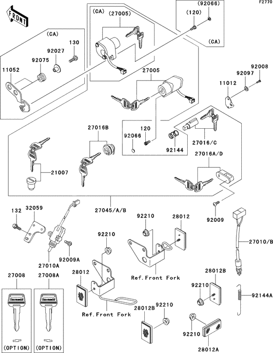 Ignition switch/locks/reflectors