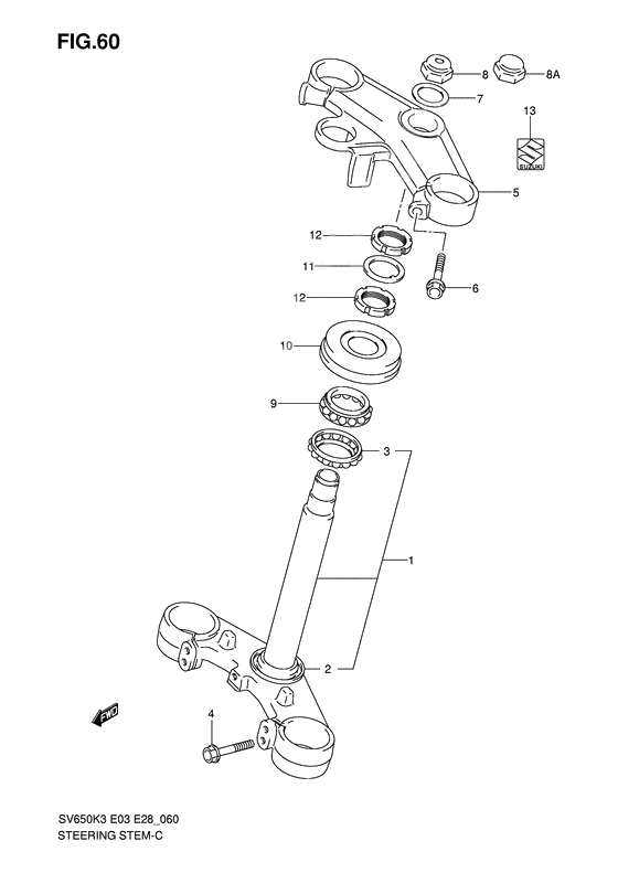 Steering stem              

                  Sv650sk3/sk4/sk5/sk6/sk7/sak7