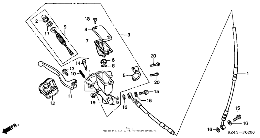 Front brake master cylinder