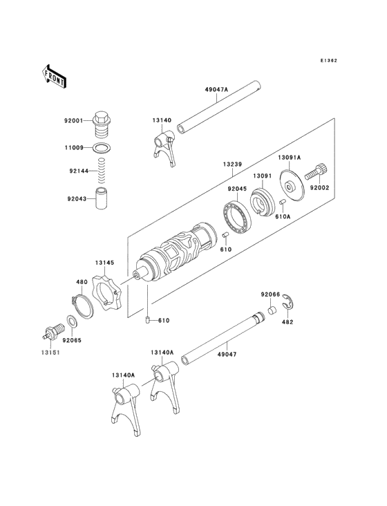 Gear change drum/shift fork(s)