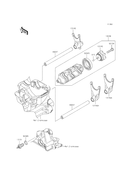 Gear change drum/shift fork
s