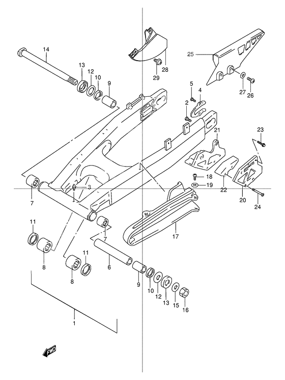 Rear swinging arm