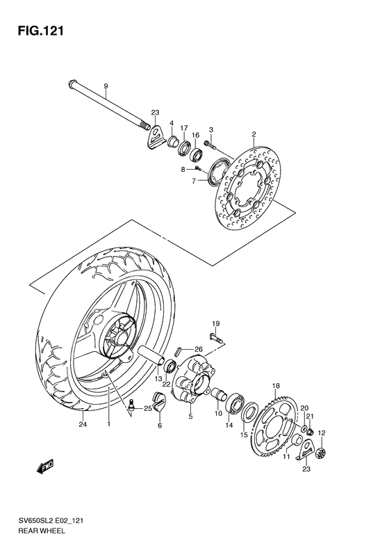 Rear wheel complete assy              

                  Sv650sal2 e24