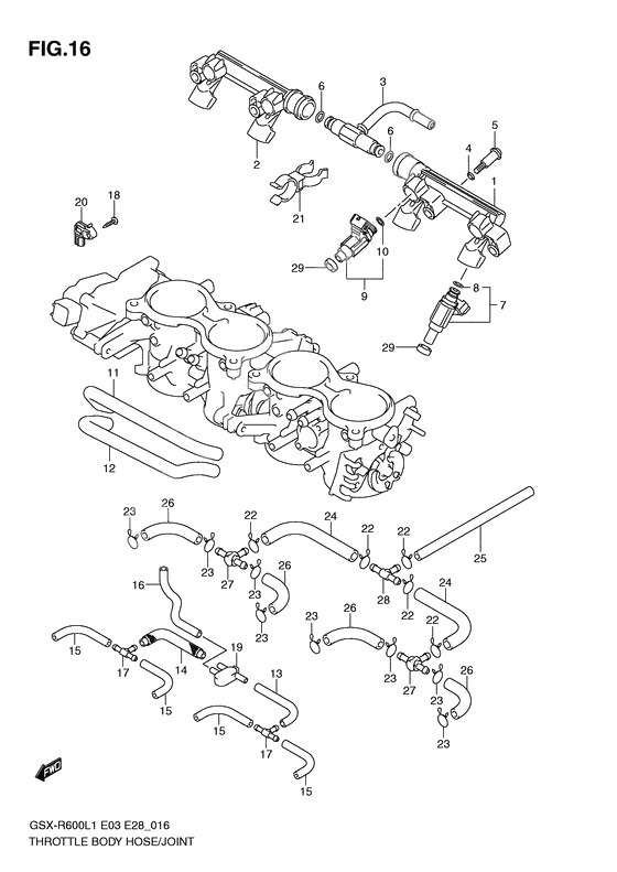 Throttle body hose/joint              

                  Gsx-r600l1 e33