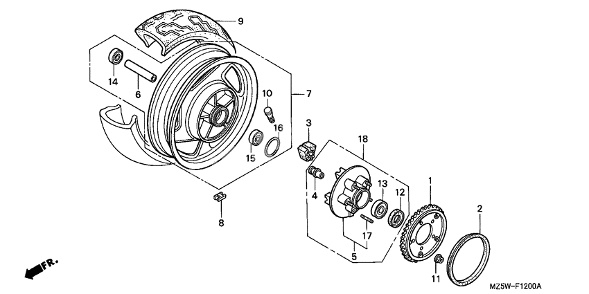 Rear wheel complete assy