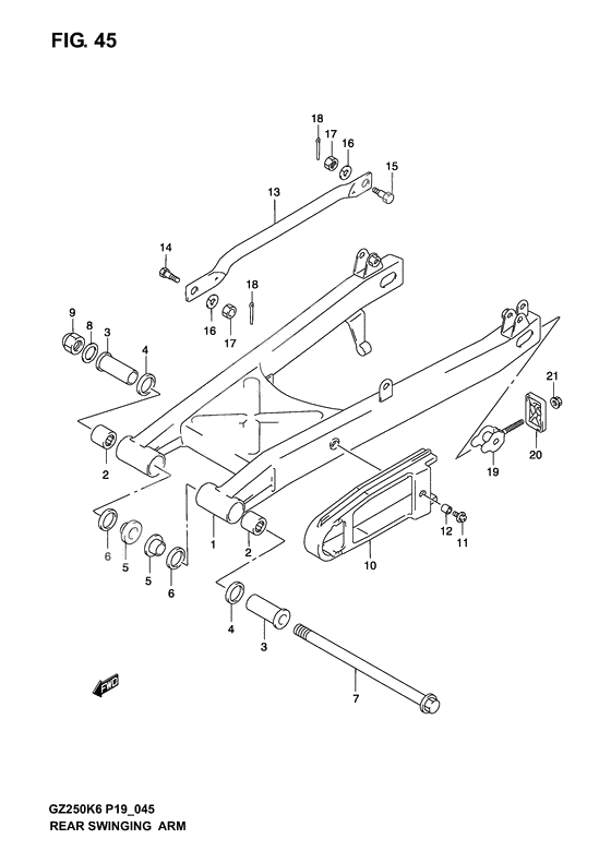 Rear swinging arm