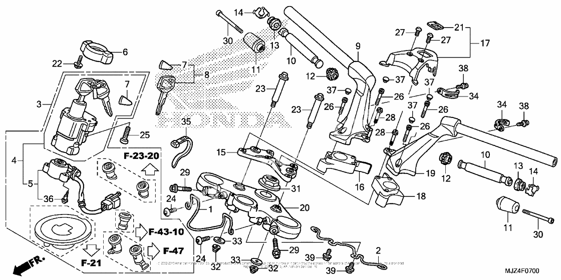 Верхняя траверса & Клипон руля