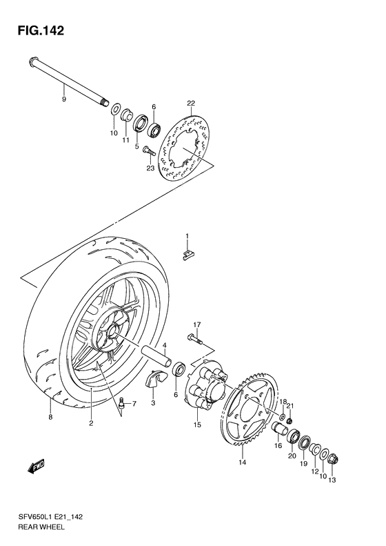 Rear wheel complete assy              

                  Sfv650ul1 e21