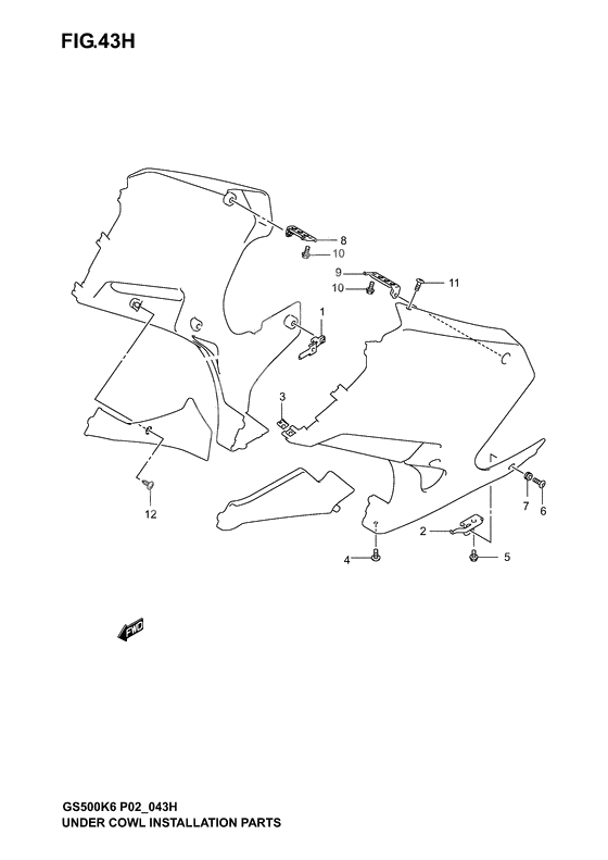 Under cowling installation parts              

                  Gs500fk4/k5/k6/fuk4/k5/k6