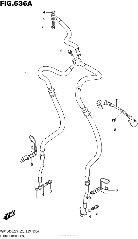 Front Brake Hose (Vzr1800Bzl5 E28)