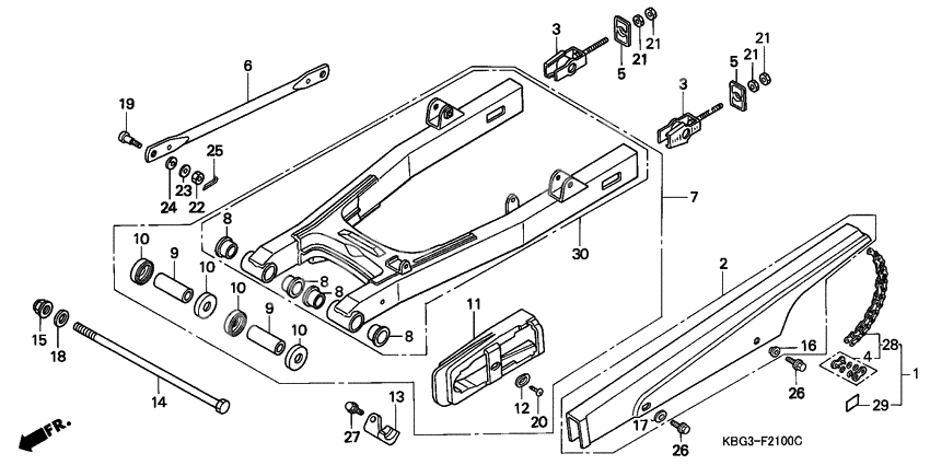 Rear swing arm/chain case