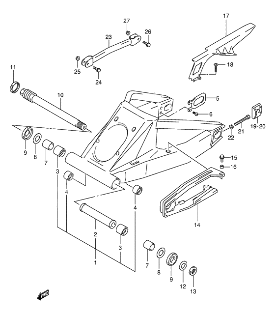 Rear swingingarm              

                  Model x/y/k1/k2