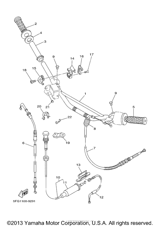 Steering handle cable