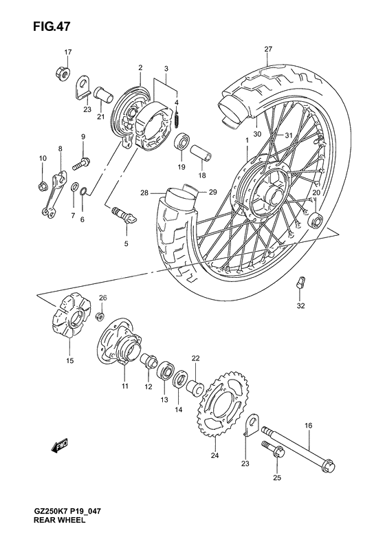 Rear wheel complete assy
Model k3/k4