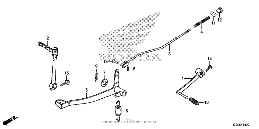 Brake pedal + kick starter arm