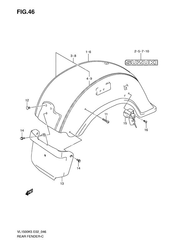 Rear fender              

                  Model k5/k6/k7/k8