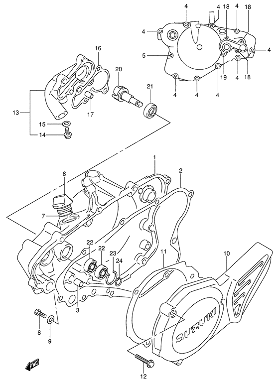 Crankcase cover- water pump