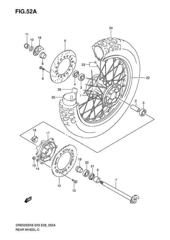 Rear wheel complete assy              

                  Model k8/k9/l0